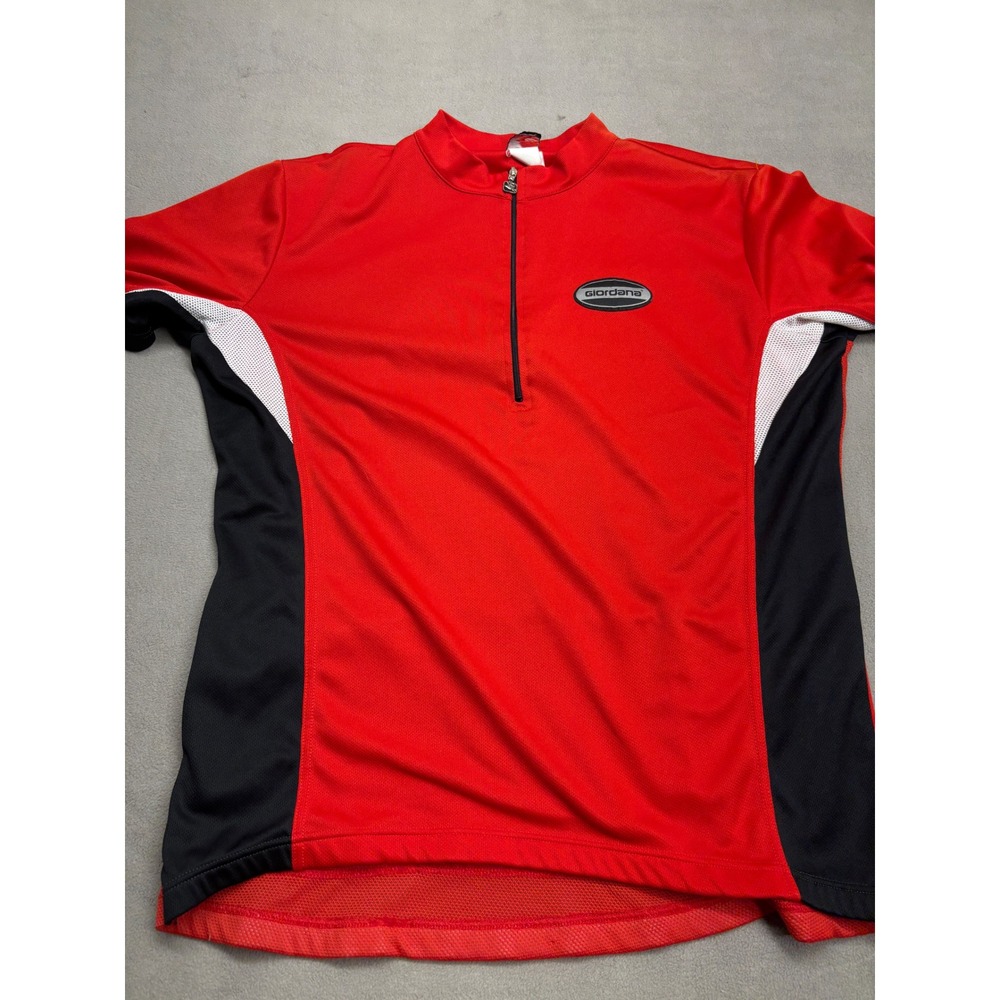 Giordana Mens XL Red Black White Half Zip Cycling Jersey Made in Italy
